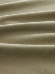 Olive Green 100% Cotton Relaxed V-Neck Capped Sleeve Tunic Dress - Image 5 of 5