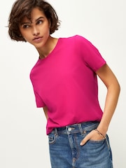 Pink The Everyday Crew Neck Cotton Rich Short Sleeve T-Shirt - Image 1 of 6