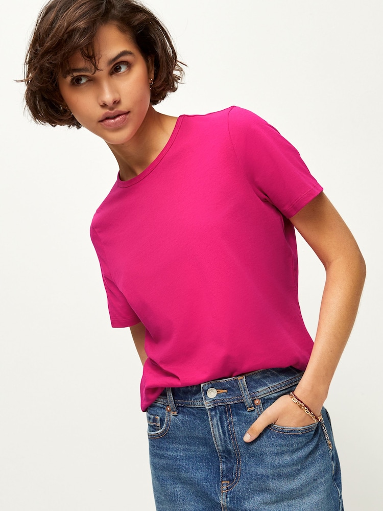 Pink The Everyday Crew Neck Cotton Rich Short Sleeve T-Shirt - Image 1 of 6