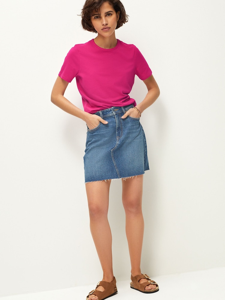 Pink The Everyday Crew Neck Cotton Rich Short Sleeve T-Shirt - Image 2 of 6