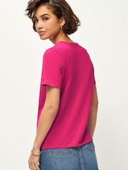 Pink The Everyday Crew Neck Cotton Rich Short Sleeve T-Shirt - Image 3 of 6