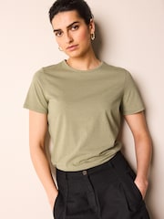 Olive Green The Everyday Crew Neck Cotton Rich Short Sleeve T-Shirt - Image 1 of 5