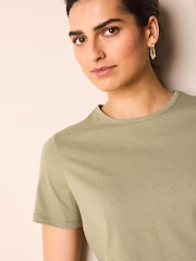 Olive Green The Everyday Crew Neck Cotton Rich Short Sleeve T-Shirt - Image 4 of 5