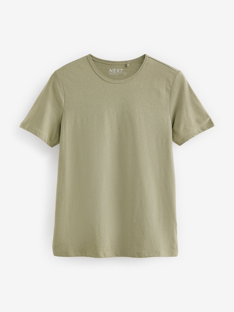 Olive Green The Everyday Crew Neck Cotton Rich Short Sleeve T-Shirt - Image 5 of 5