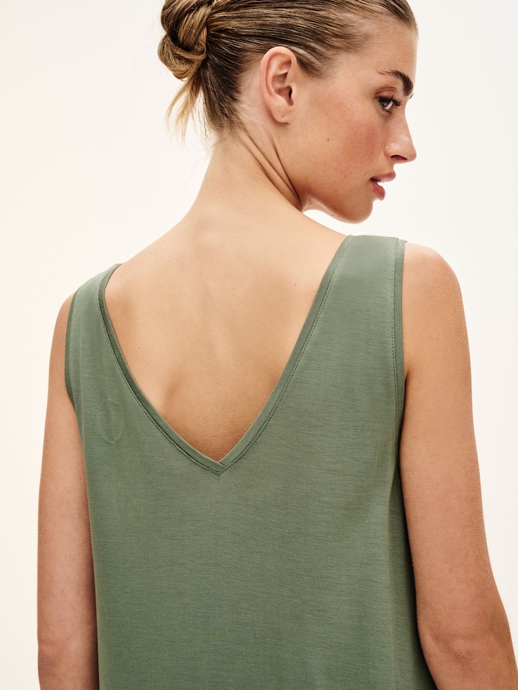 Green Sleeveless Slouch V-Neck Mini Dress - Image 4 of 4
