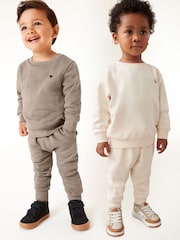 Kamen/Cream - zgornji del trenirke; majica za vadbe in lahke hlače za prosti čas 2 Pack Set (3mes-7yrs) - Slika 1 iz 7