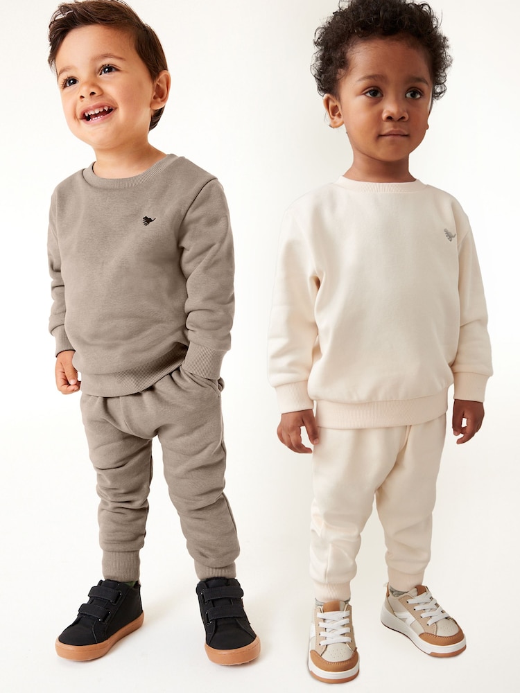 Kamen/Cream - zgornji del trenirke; majica za vadbe in lahke hlače za prosti čas 2 Pack Set (3mes-7yrs) - Slika 1 iz 7