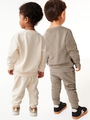 Kamen/Cream - zgornji del trenirke; majica za vadbe in lahke hlače za prosti čas 2 Pack Set (3mes-7yrs) - Slika 2 iz 7