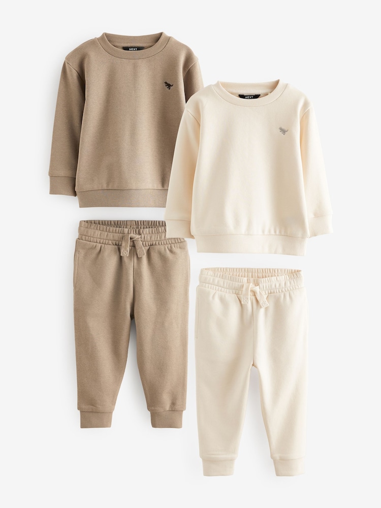 Stone/Cream Sweatshirt and Joggers 2 Pack Set (3mths-7yrs) - Image 3 of 7