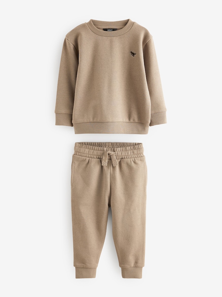 Stone/Cream Sweatshirt and Joggers 2 Pack Set (3mths-7yrs) - Image 4 of 7