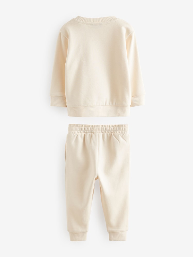 Stone/Cream Sweatshirt and Joggers 2 Pack Set (3mths-7yrs) - Image 6 of 7