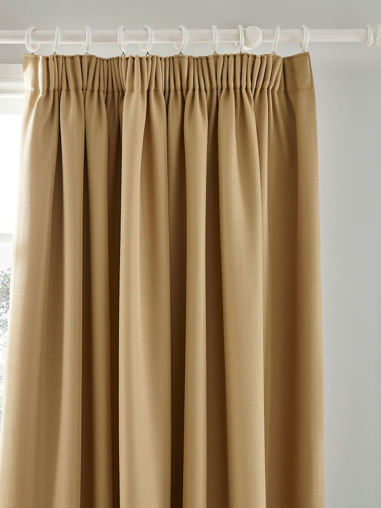 Laura Ashley Pale Gold Stephanie Blackout Lined Pencil Pleat Blackout Pencil Pleat Curtains - Image 1 of 2