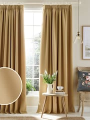 Laura Ashley Pale Gold Stephanie Blackout Lined Pencil Pleat Blackout Pencil Pleat Curtains - Image 2 of 2