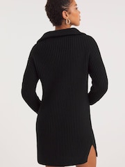 Simply Be Black Zip Neck Knitted Dress - Image 2 of 4