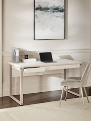 White Bronx Oak Effect Desk - Image 3 of 10