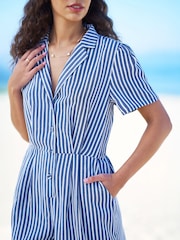 Yumi Blue Stripe Retro Playsuit - Image 5 of 5