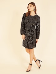 Mela Black Sequin Smock Dress - Image 2 of 4