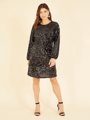 Mela Black Sequin Smock Dress - Image 4 of 4