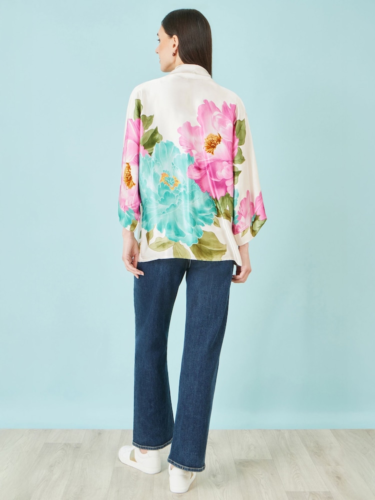 Yumi Floral Print Relaxed Kimono - 画像 2 / 4