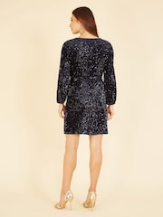 Mela Blue Sequin Smock Dress - Image 2 of 5