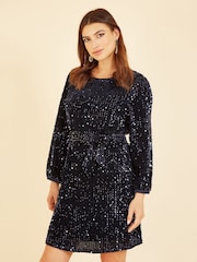 Mela Blue Sequin Smock Dress - Image 5 of 5