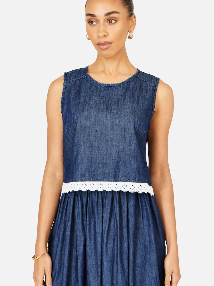 Yumi Cotton Dress With Lace Trims - Bild 1 von 2