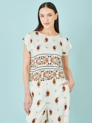 Yumi White Viscose Paisley Top - Image 1 of 3