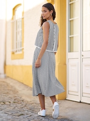 Yumi Gingham Cotton Top With Lace Trims - 圖片 3/4