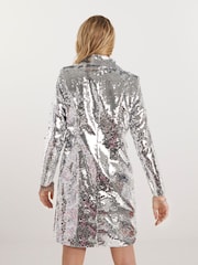 Simply Be Silver Sequin Blazer Dress - Image 2 of 4