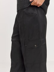 Simply Be Black Satin Cargo Trousers - Image 4 of 4