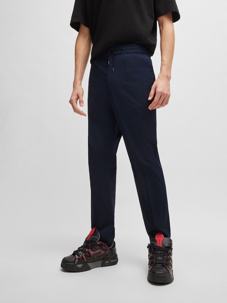 HUGO Blue Performance Stretch Cotton Trousers with Drawcord Waist - Image 1 of 5
