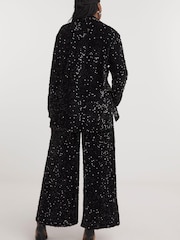 Simply Be Black Sequin Wide Leg Trousers - Image 2 of 3