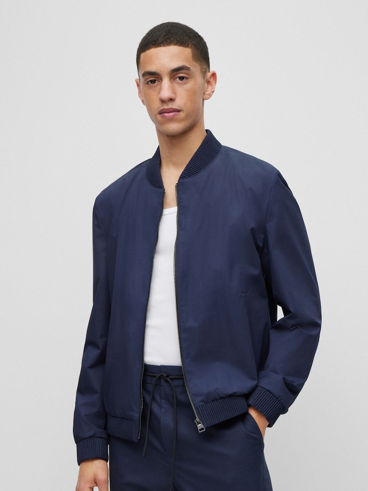 HUGO Navy Blue Slim Fit Performance Stretch Bomber Jacket - Image 1 of 6