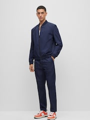 HUGO Navy Blue Slim Fit Performance Stretch Bomber Jacket - Image 4 of 6