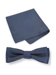 BOSS Blue Silk-Blend Jacquard Bow Tie and Pocket Square - Image 1 of 3