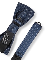 BOSS Blue Silk-Blend Jacquard Bow Tie and Pocket Square - Image 2 of 3