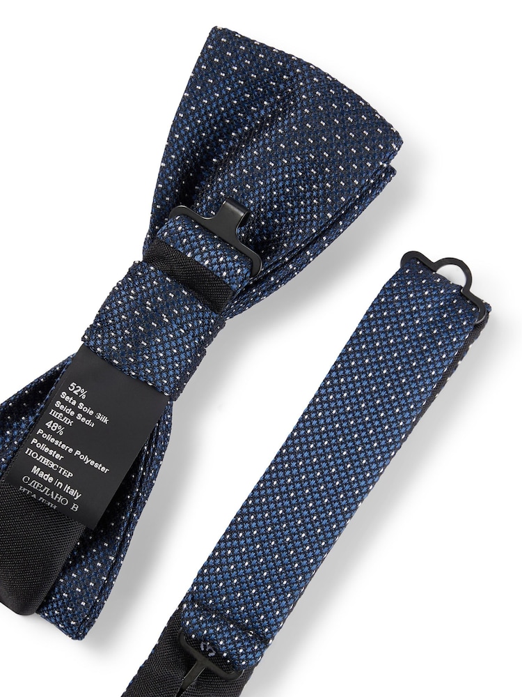 BOSS Blue Silk-Blend Jacquard Bow Tie and Pocket Square - Image 2 of 3