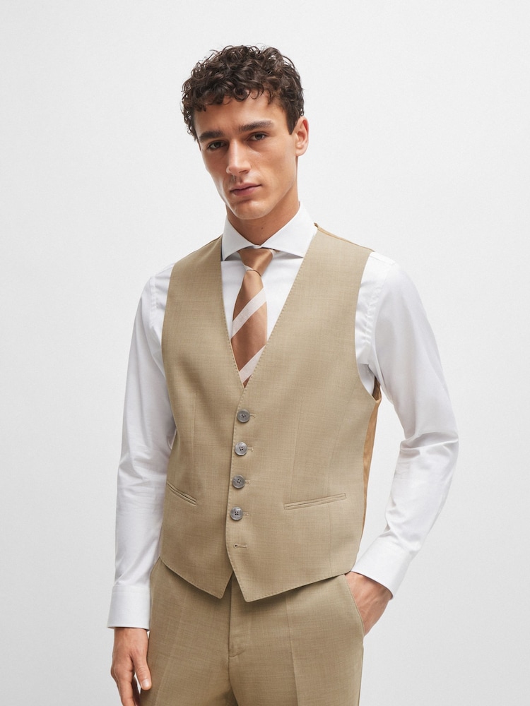 BOSS Natural Jasper Regular Fit Waistcoat - Image 1 of 6
