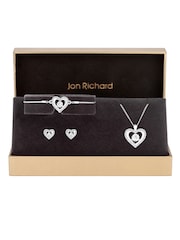 Jon Richard Silver Crystal Heart Trio Set - Image 1 of 3