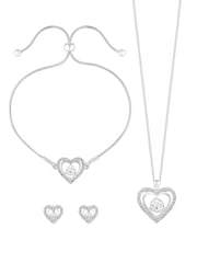 Jon Richard Silver Crystal Heart Trio Set - Image 2 of 3