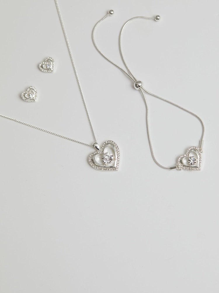 Jon Richard Silver Crystal Heart Trio Set - Image 3 of 3