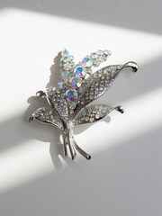 Jon Richard Silver Crystal And Aurora Borealis Brooch - Gift Boxed - Image 1 of 3