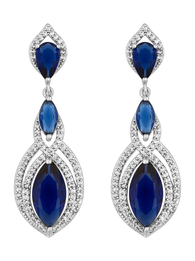 Jon Richard Silver Navette Statement Drop Earrings - Image 1 of 3 Jon Richard Silver Navette Statement Drop Earrings - Image 1 of 3