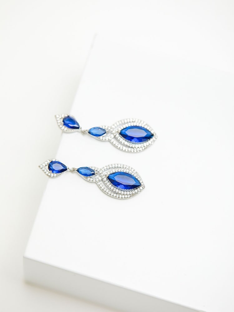 Jon Richard Silver Navette Statement Drop Earrings - Image 2 of 3 Jon Richard Silver Navette Statement Drop Earrings - Image 2 of 3