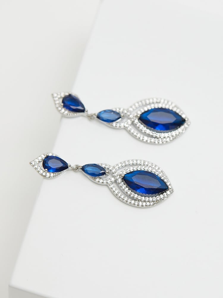 Jon Richard Silver Navette Statement Drop Earrings - Image 3 of 3 Jon Richard Silver Navette Statement Drop Earrings - Image 3 of 3
