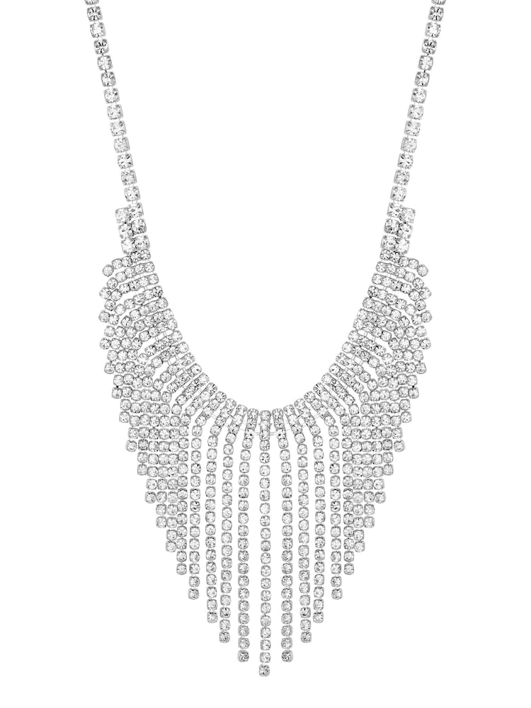 Jon Richard Silver Tone Crystal Diamante Fringe Necklace - Image 1 of 3