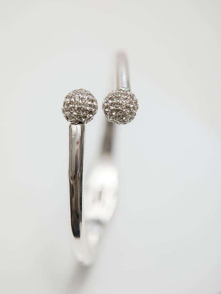 Jon Richard Silver Crystal Ball Bangle Bracelet - Image 2 of 3 Jon Richard Silver Crystal Ball Bangle Bracelet - Image 2 of 3