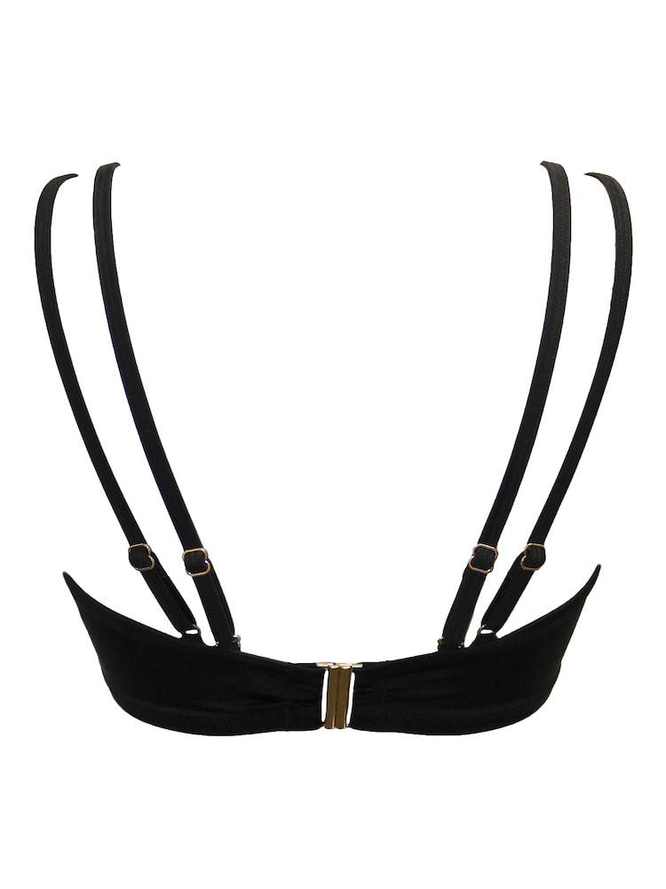 Pour Moi Black Non Padded Sydney Double Strap Underwired Longline Bikini Top - Image 7 of 7
