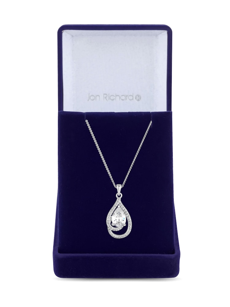Jon Richard Silver Cubic Zirconia Pendant Necklace - Gift Boxed - Image 1 of 3 Jon Richard Silver Cubic Zirconia Pendant Necklace - Gift Boxed - Image 1 of 3