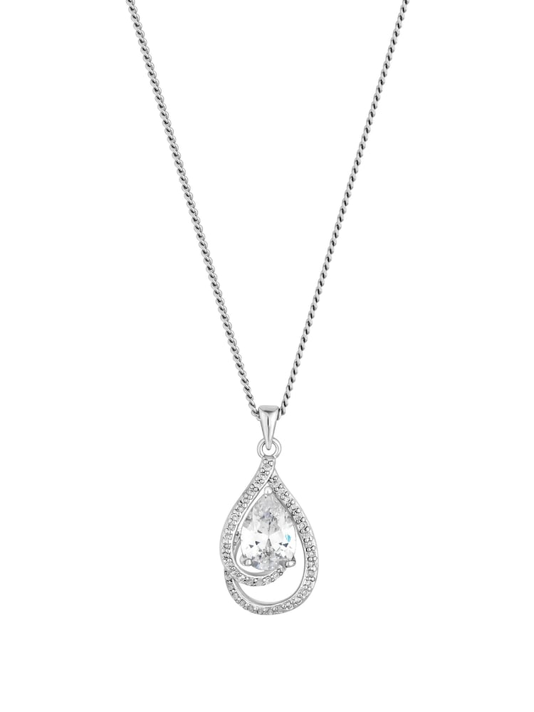 Jon Richard Silver Cubic Zirconia Pendant Necklace - Gift Boxed - Image 2 of 3